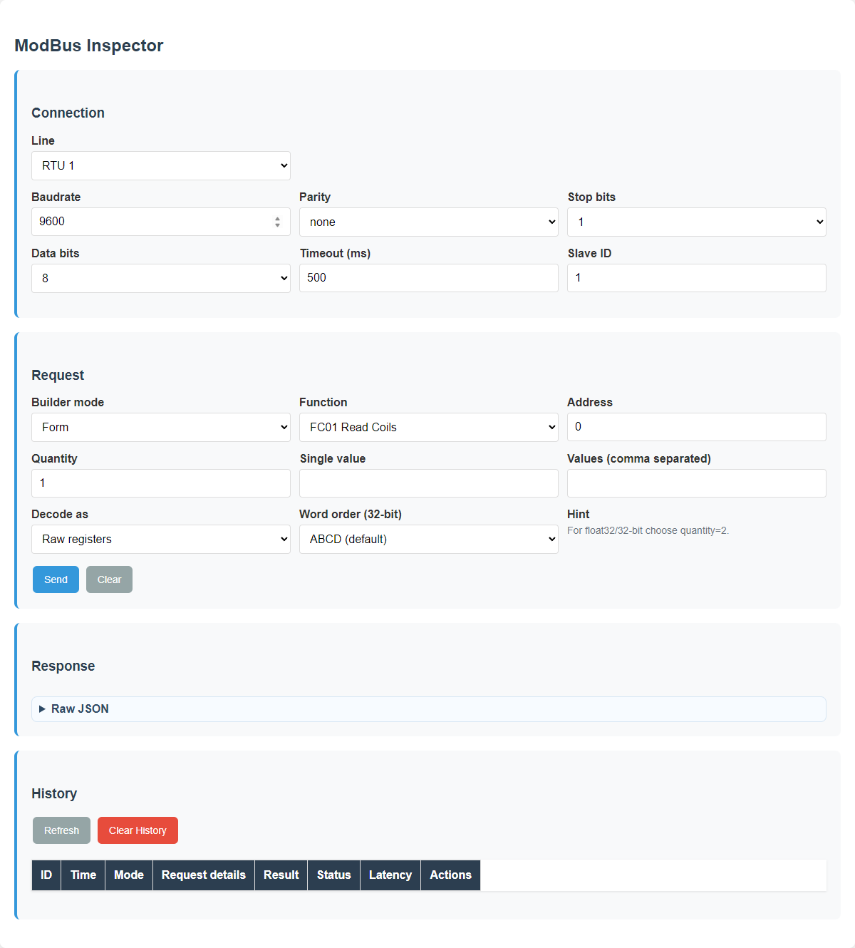 Inspector page in the English interface.