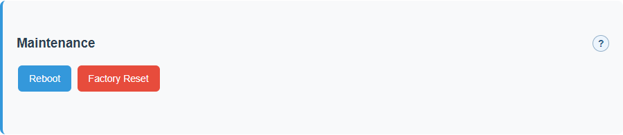 Maintenance actions in Settings on the English interface.