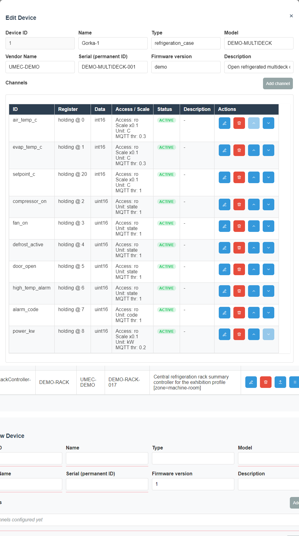 Setup device editor on the English interface.